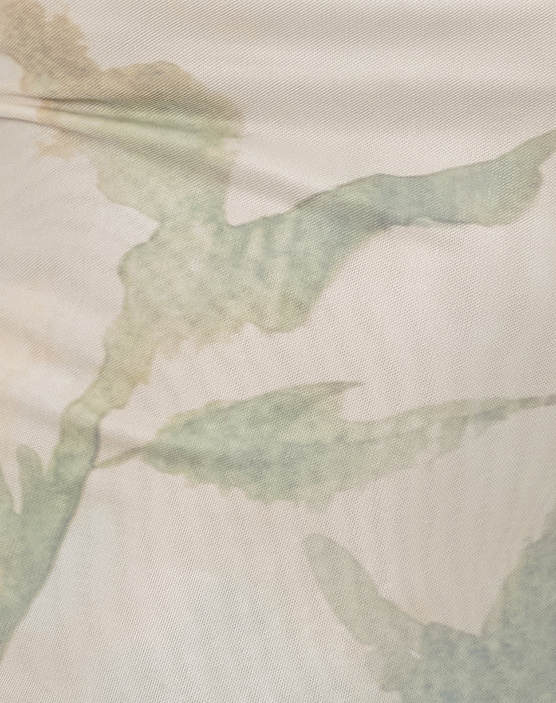 Basir Cowl Neck Mini Dress in Abstract Painted Flower Blue-Nico Sky