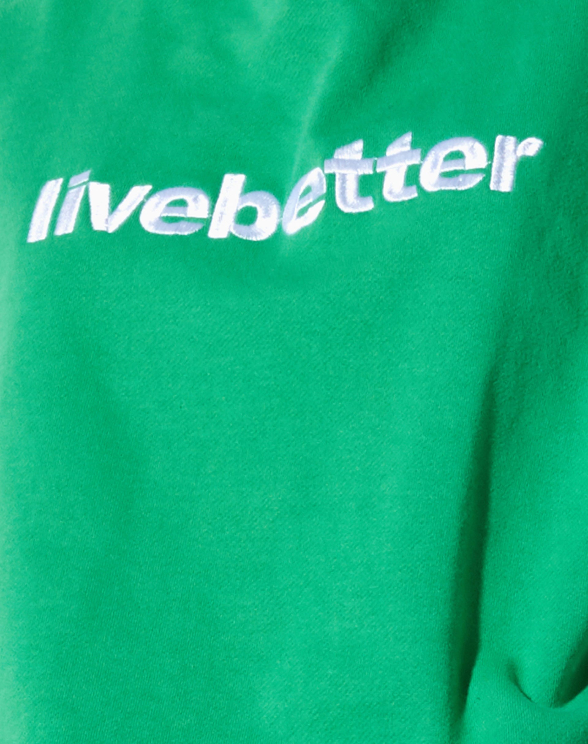 Ted Sweatshirt in Fun Green with 'Live Better' Embro-Nico Sky