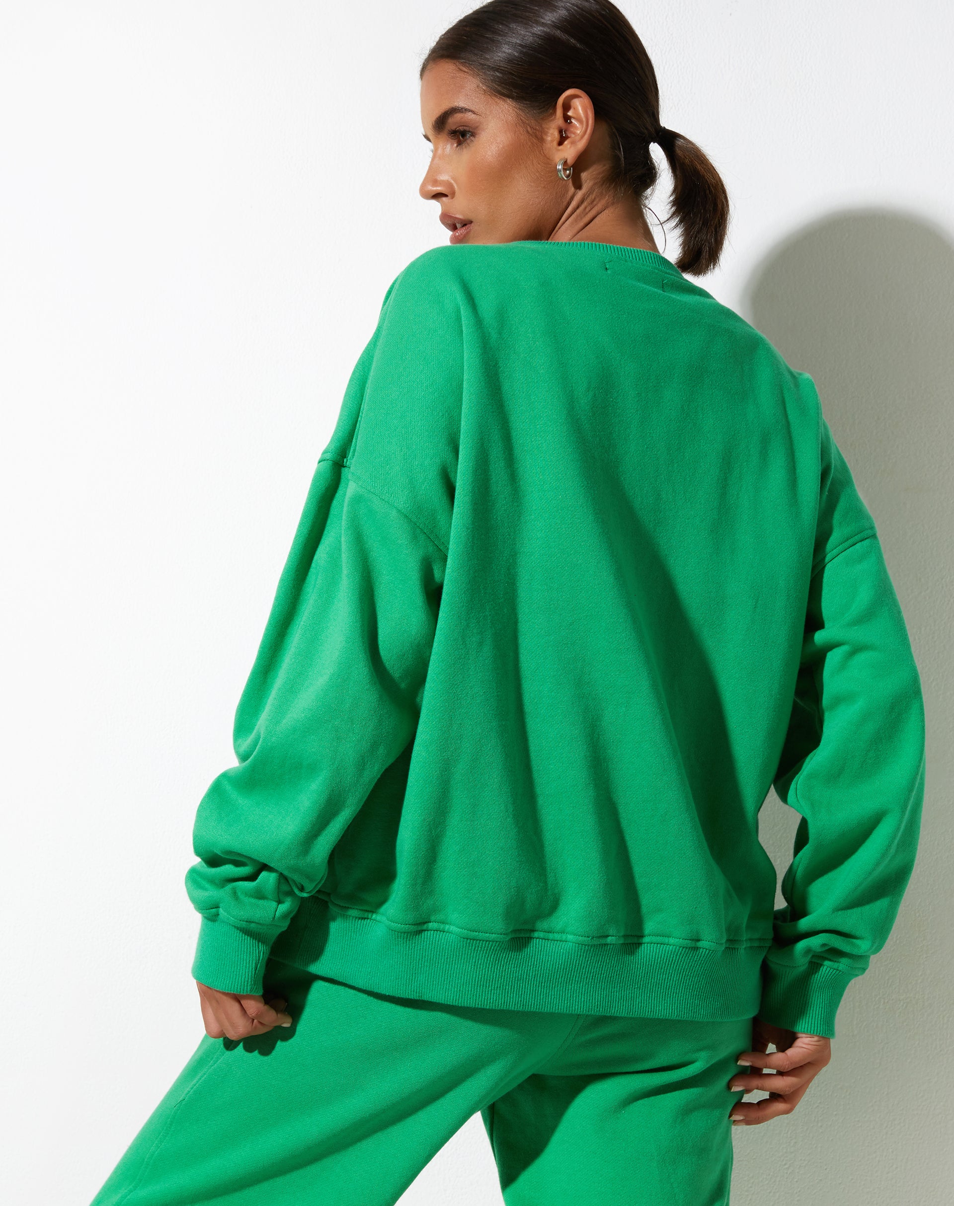 Ted Sweatshirt in Fun Green with 'Live Better' Embro-Nico Sky