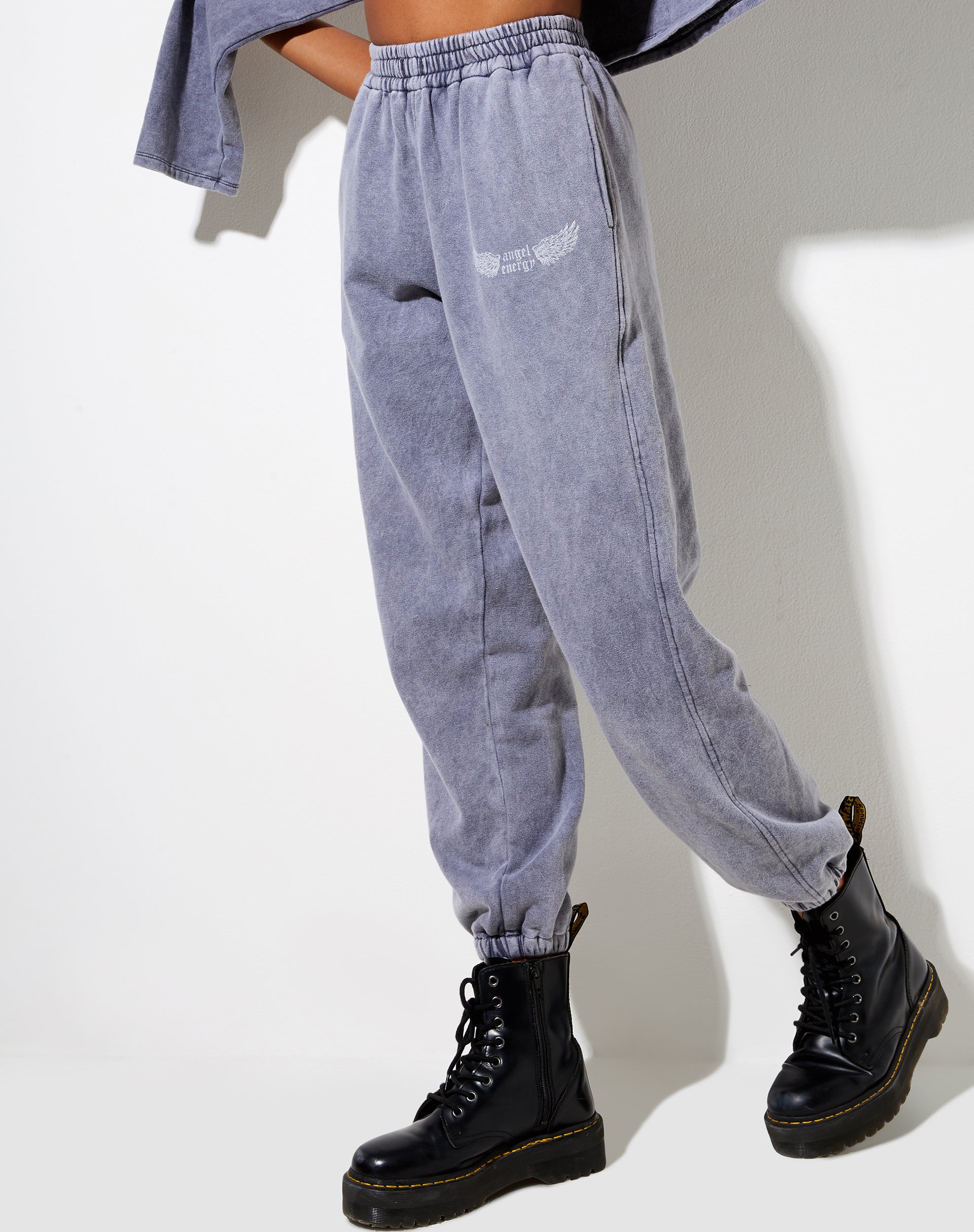 Basta Jogger in Charcoal Wash 'Angel Energy' Wings-Nico Sky