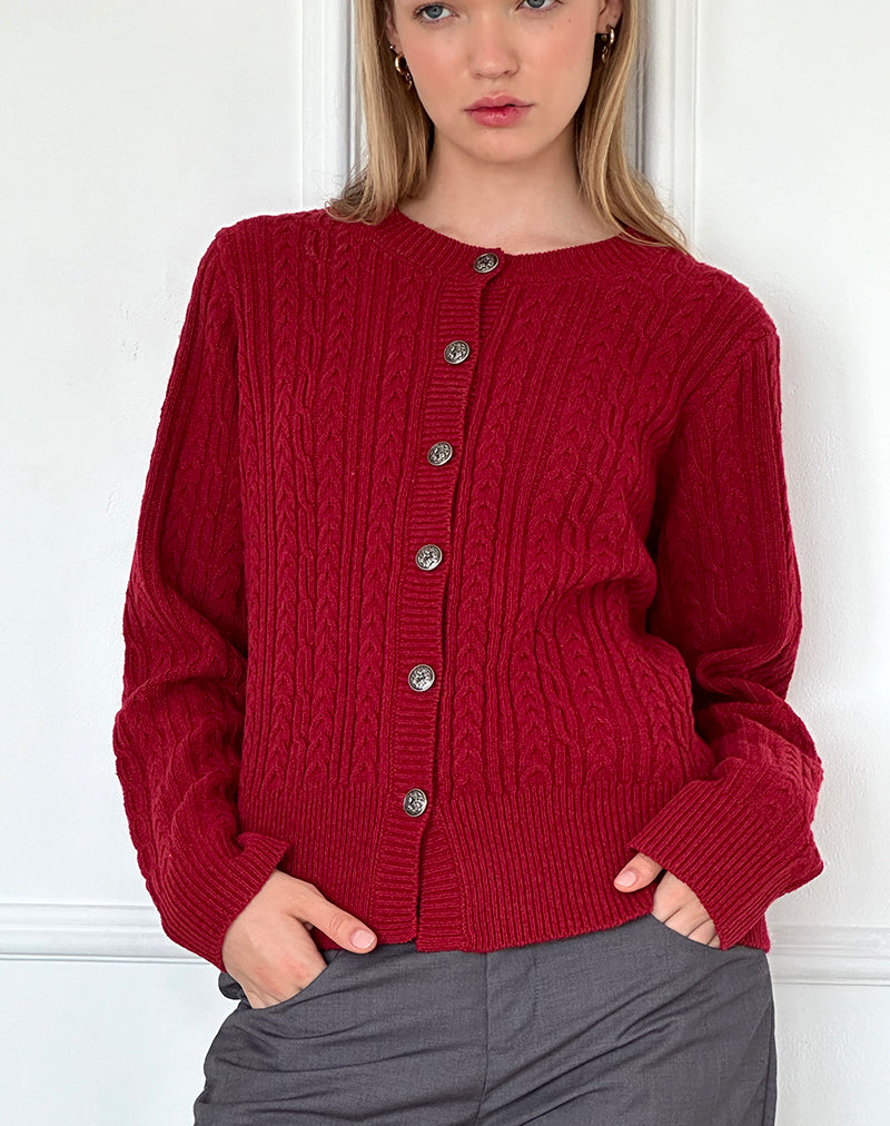Bavana Cardigan in Deep Red-Nico Sky