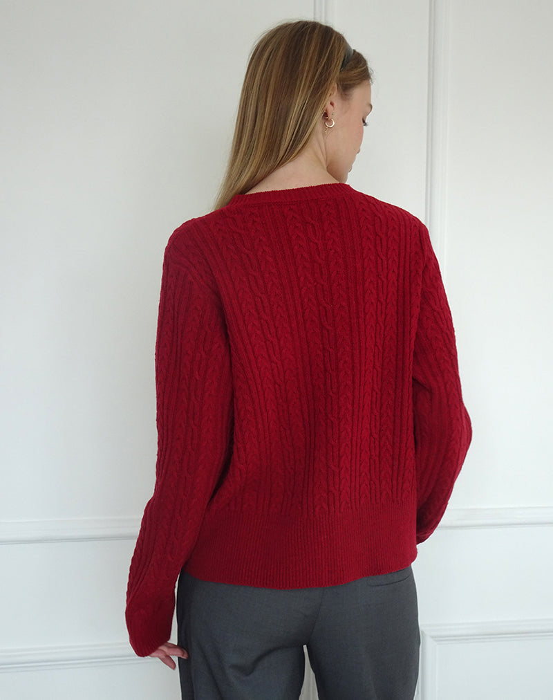 Bavana Cardigan in Deep Red-Nico Sky