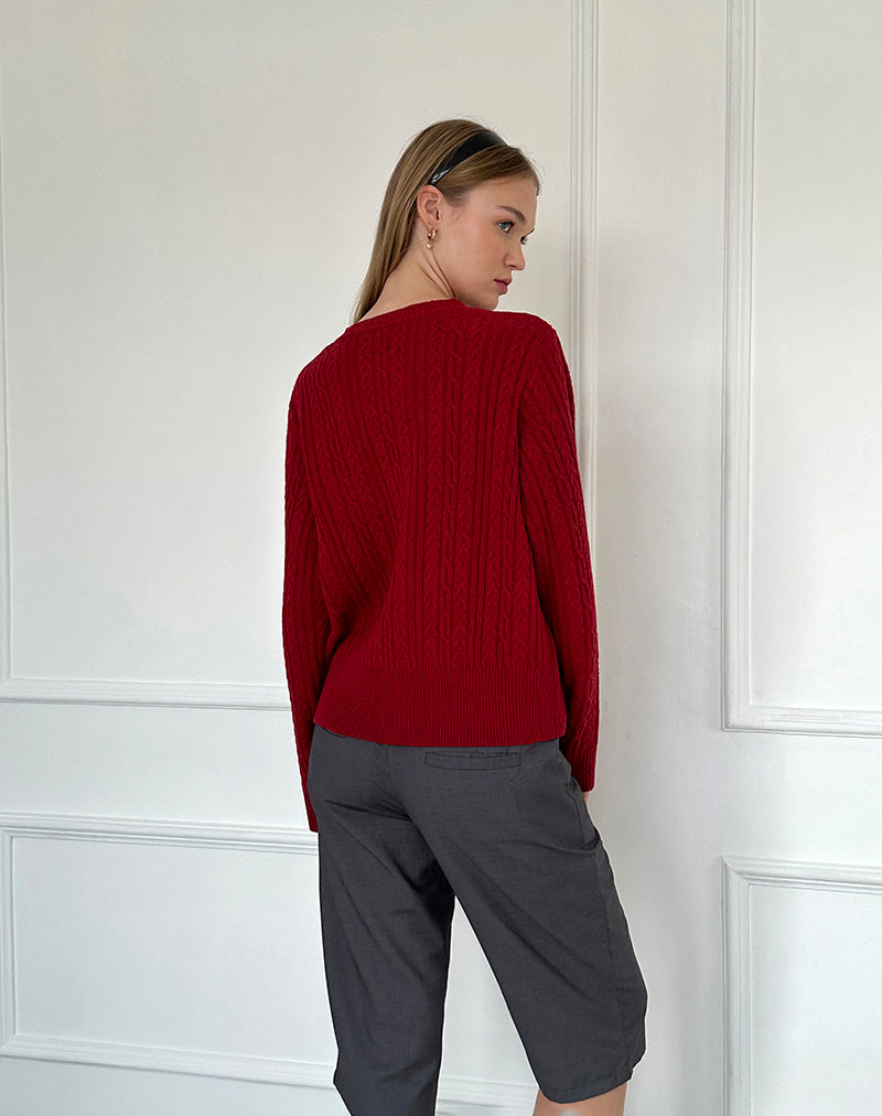 Bavana Cardigan in Deep Red-Nico Sky