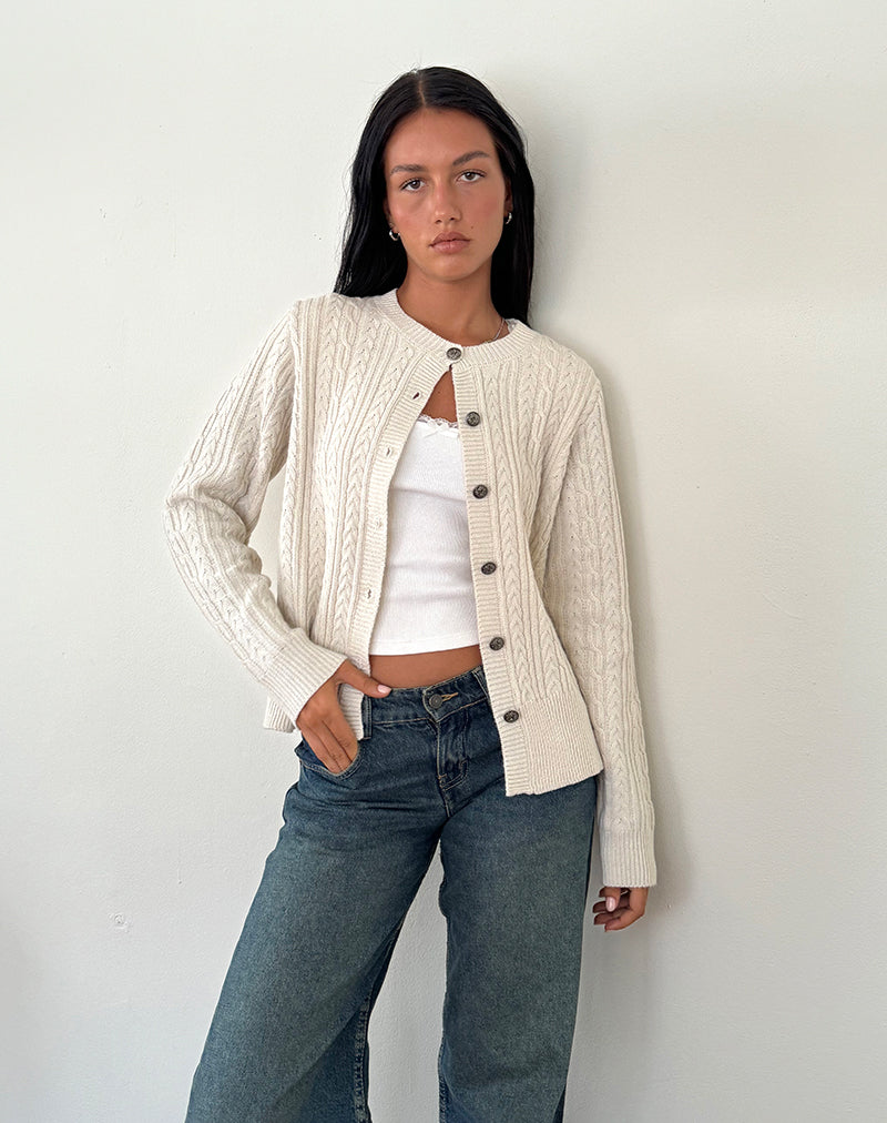 Bavana Cardigan in Ivory-Nico Sky