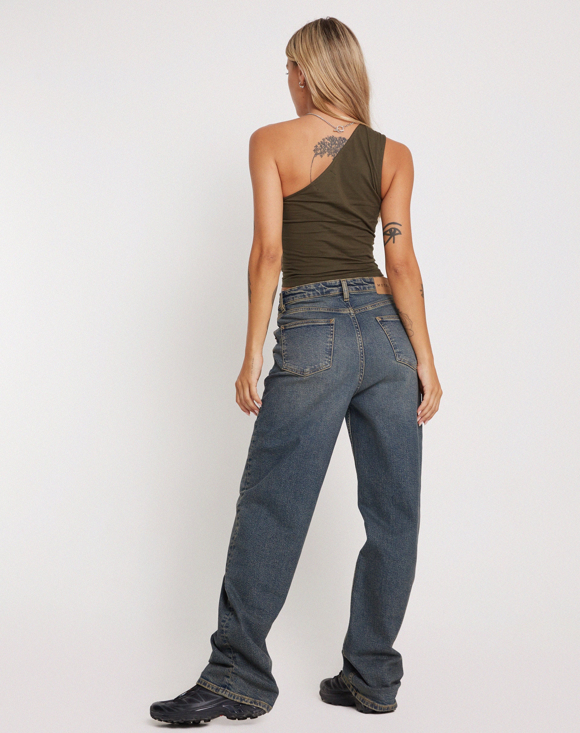 Bay One Shoulder Top in Olive-Nico Sky