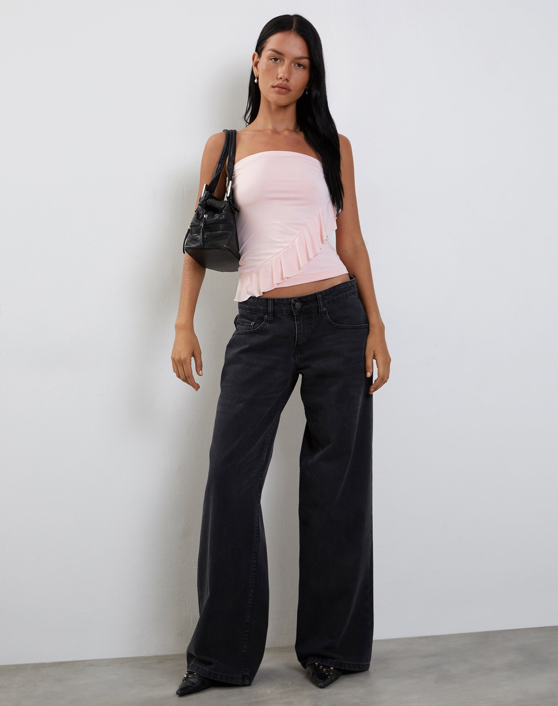 Baylin Ruffle Bandeau Top in Baby Pink-Nico Sky