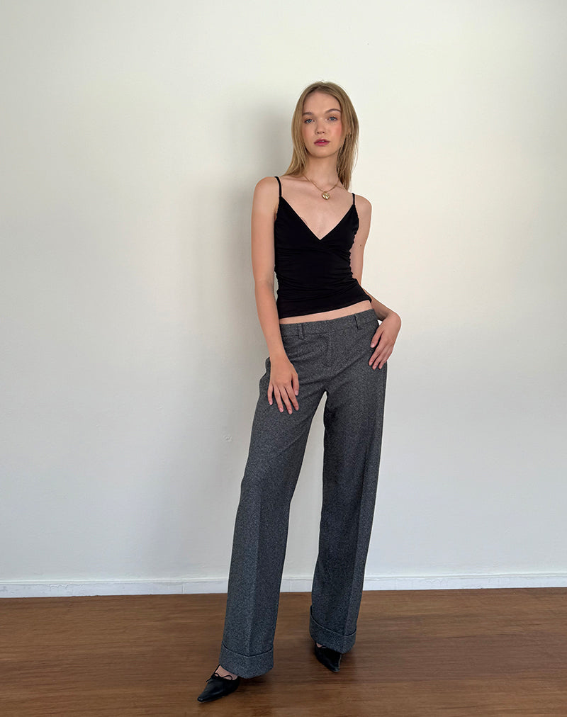 Bea Slinky Cross Front Top in Black-Nico Sky