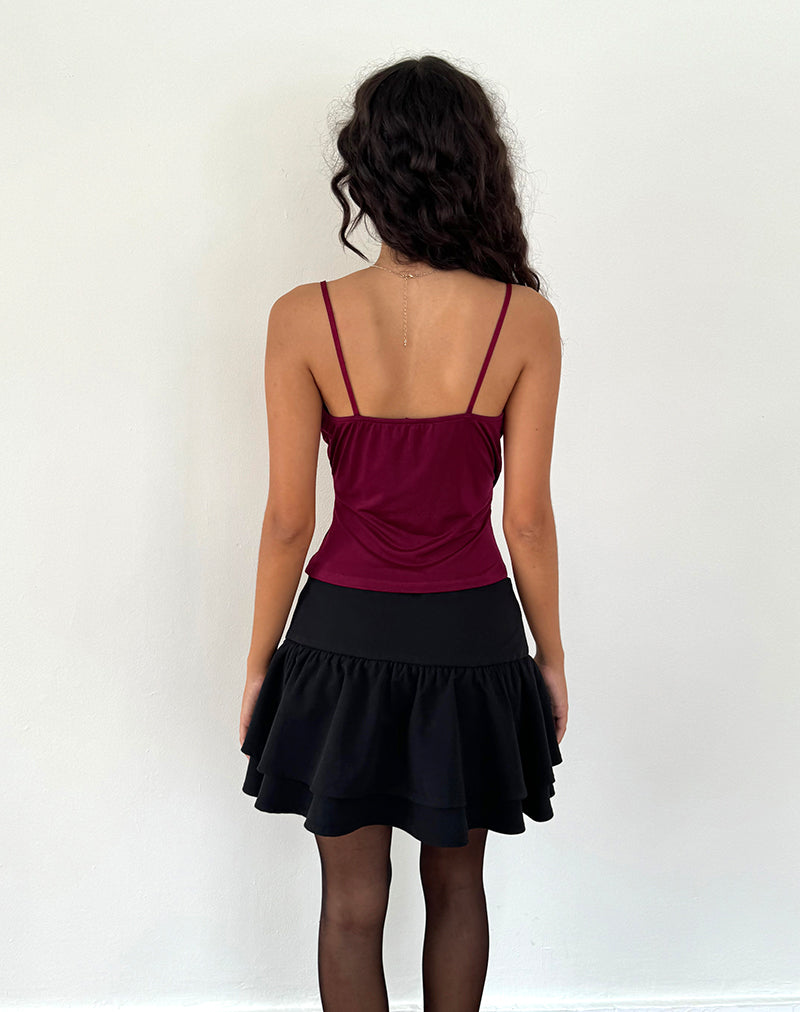 Bea Cross Front Top in Burgundy-Nico Sky