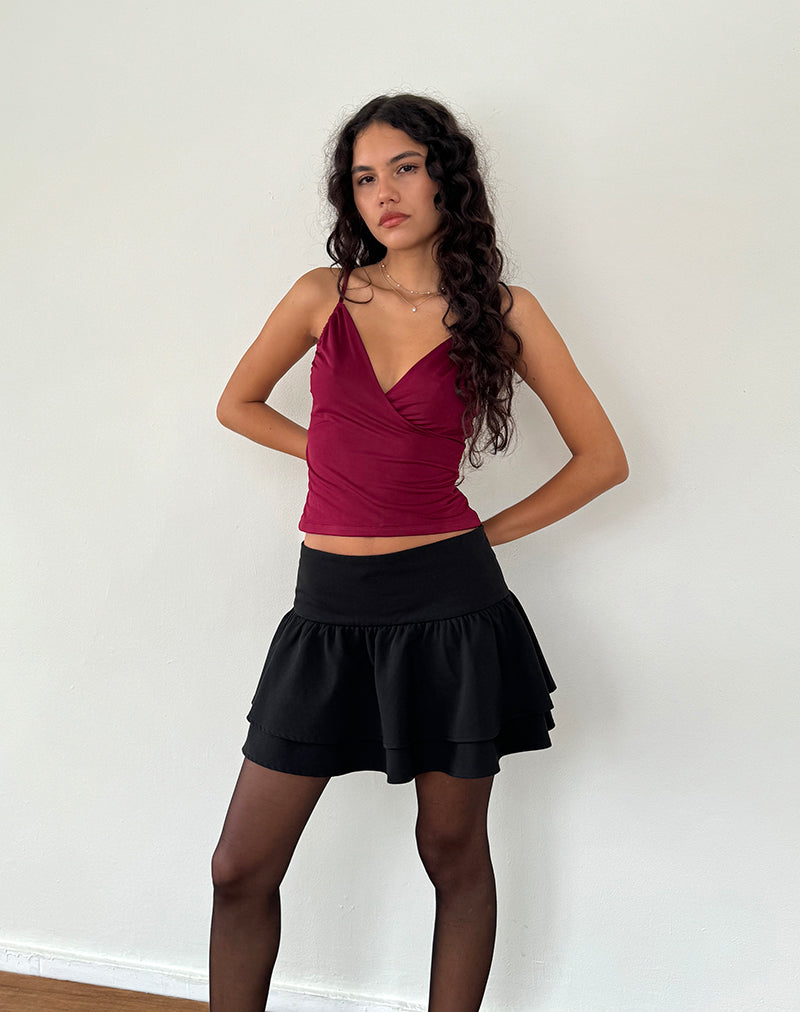 Bea Cross Front Top in Burgundy-Nico Sky