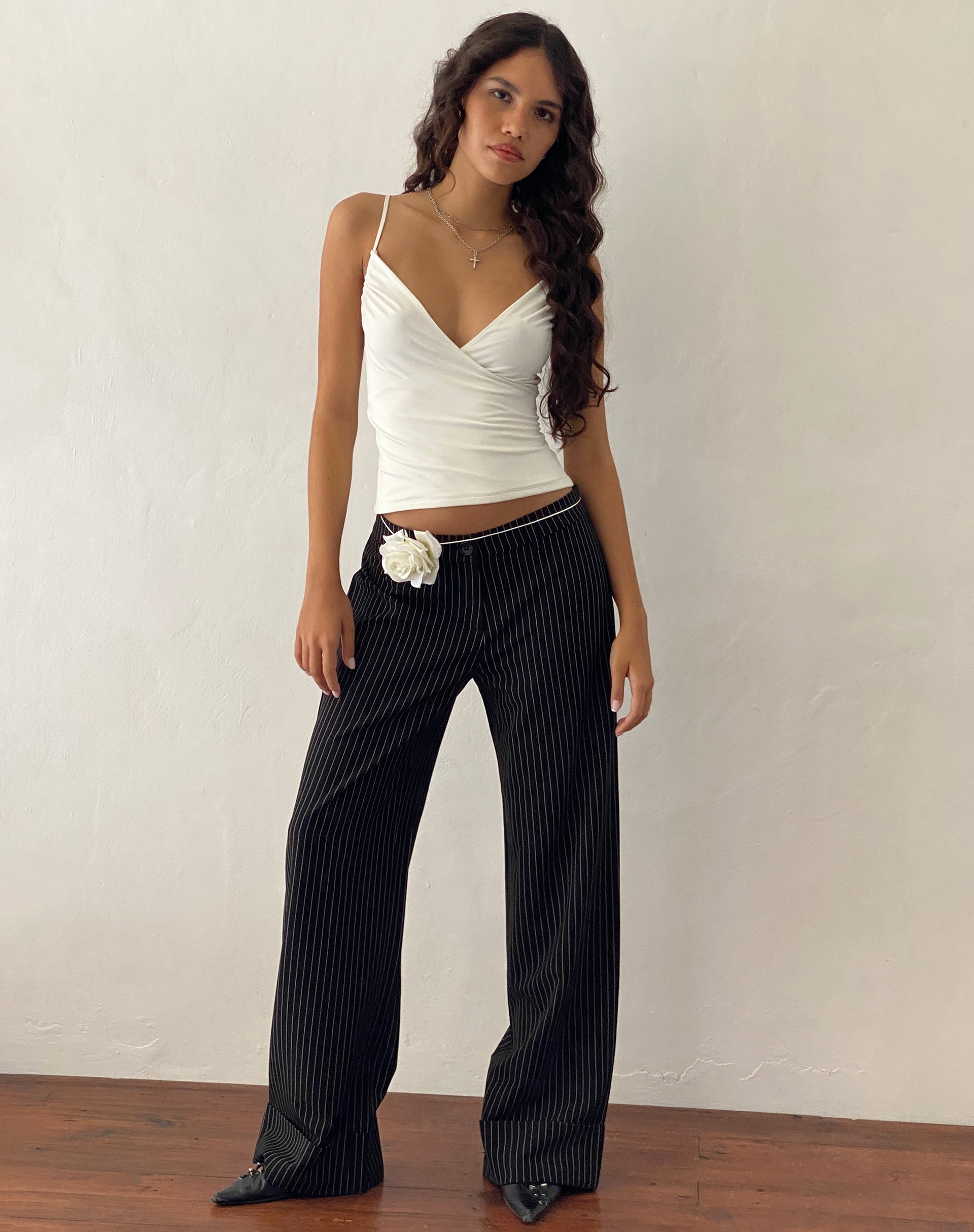 Bea Cross Front Top in Ivory Soft Touch-Nico Sky