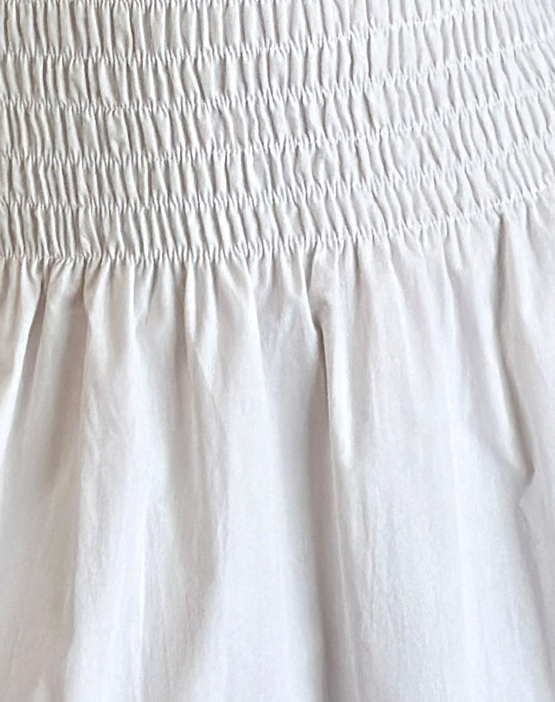 Belesi Bandeau Midi Dress in Poplin White-Nico Sky