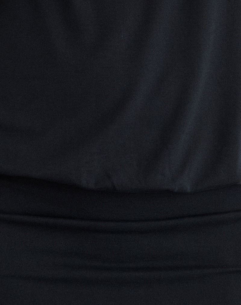 Belia Cinched Waist Mini Dress in Black-Nico Sky