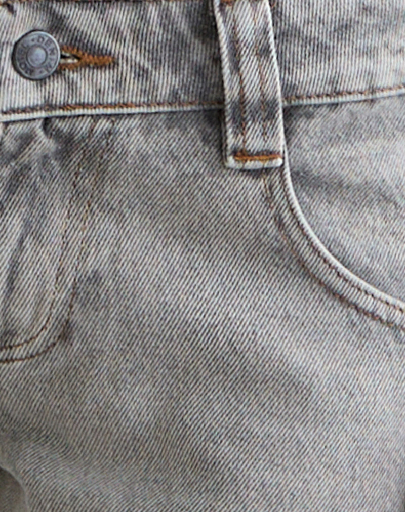 Bell Bottom Low Rise Flare Jeans in Bleached Grey-Nico Sky