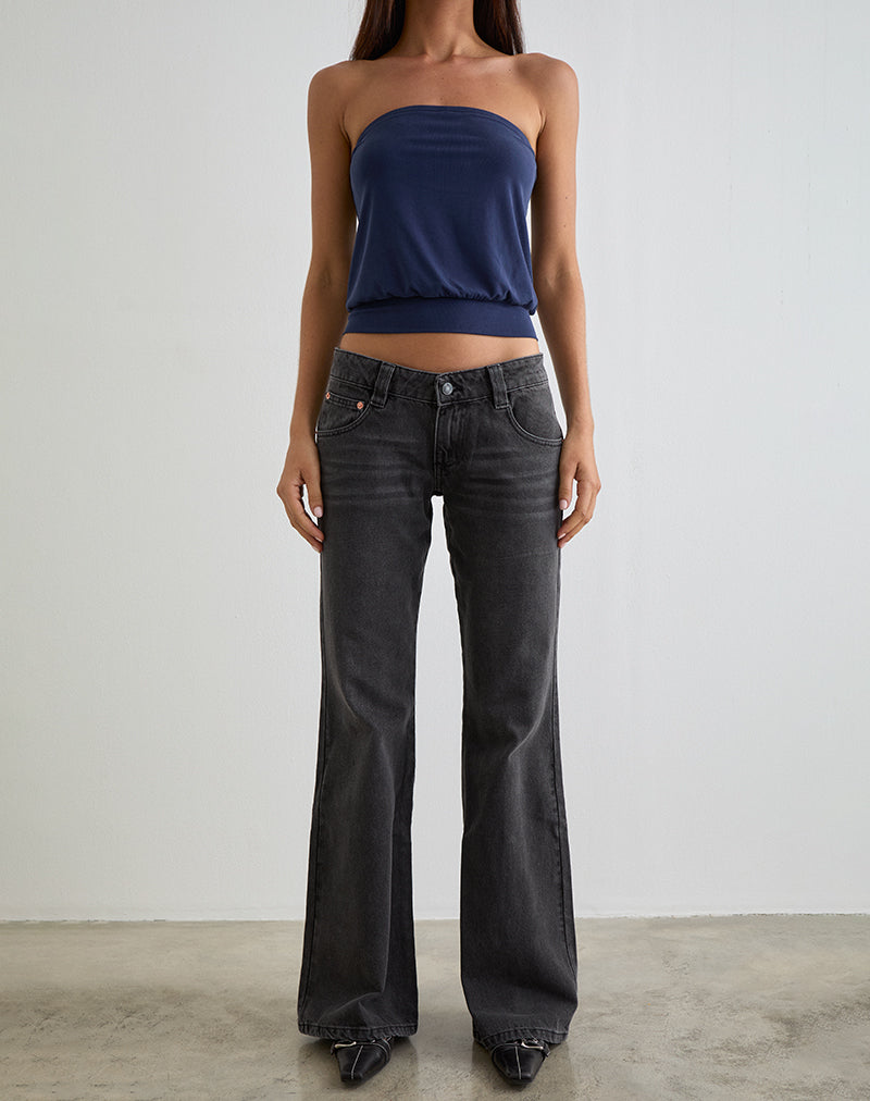 Bell Bottom Low Rise Flare Jeans in Vintage Black-Nico Sky