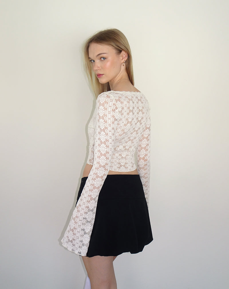 Belle Long Sleeve Top in Regal Lace Ivory-Nico Sky
