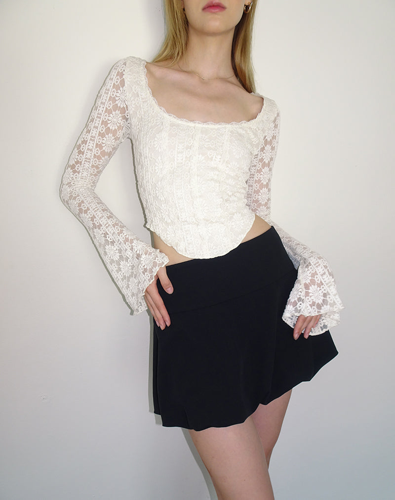 Belle Long Sleeve Top in Regal Lace Ivory-Nico Sky