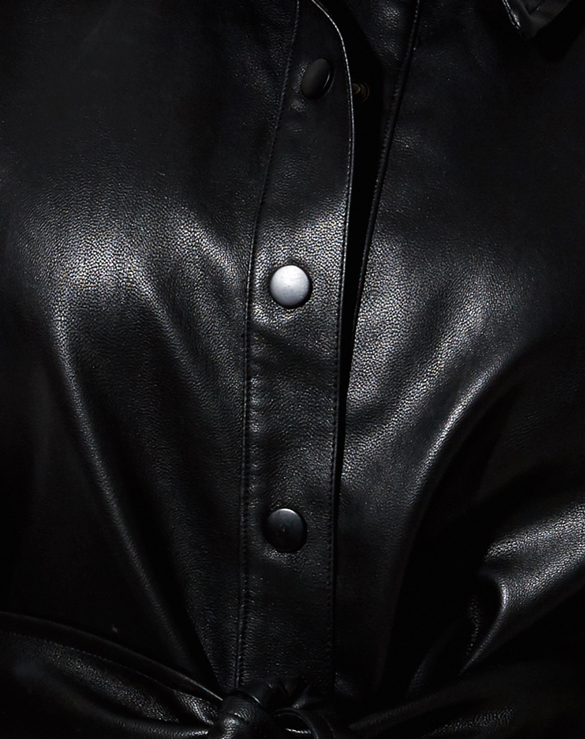 Belted Jacket in PU Black-Nico Sky