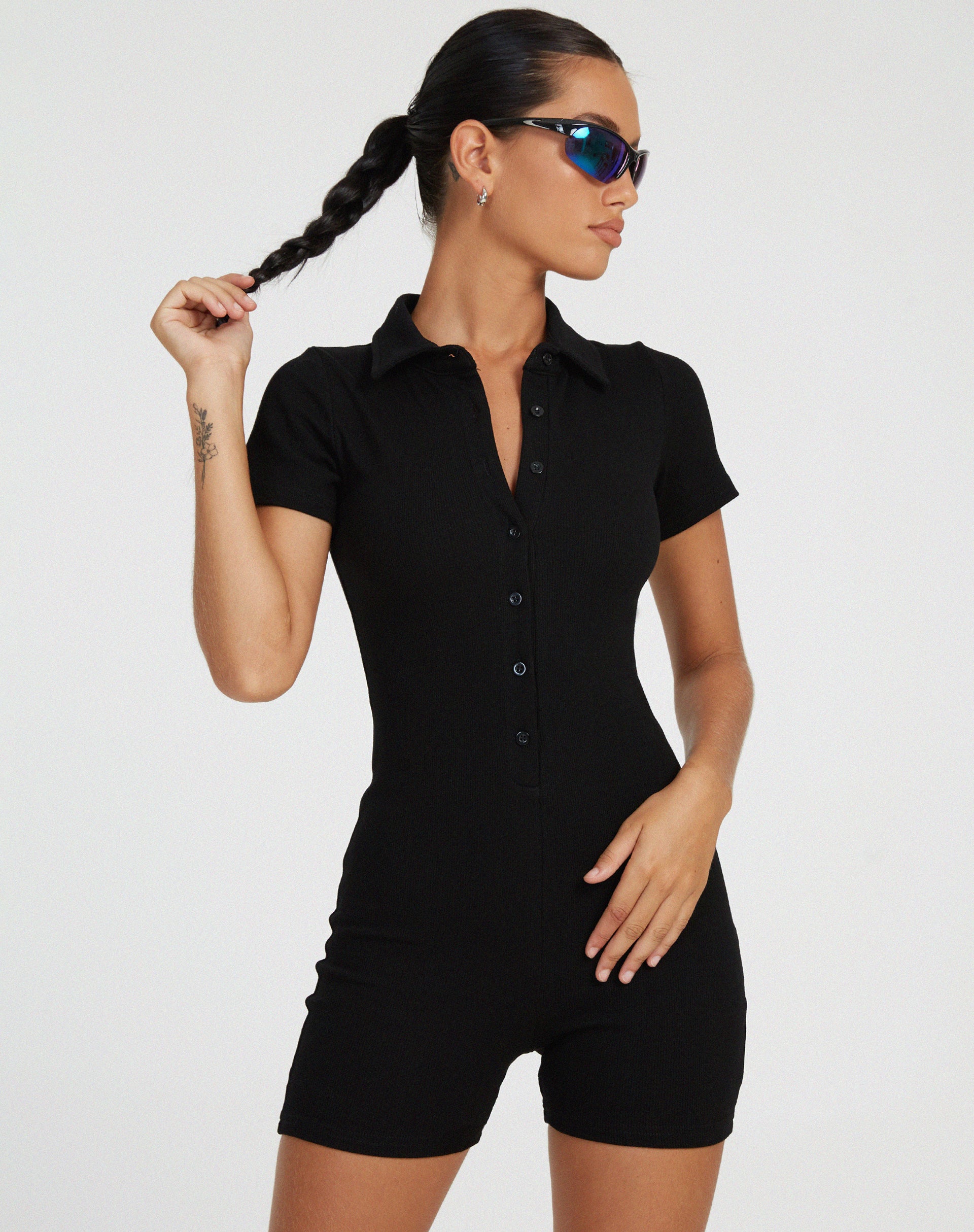 Waren Playsuit in Black-Nico Sky