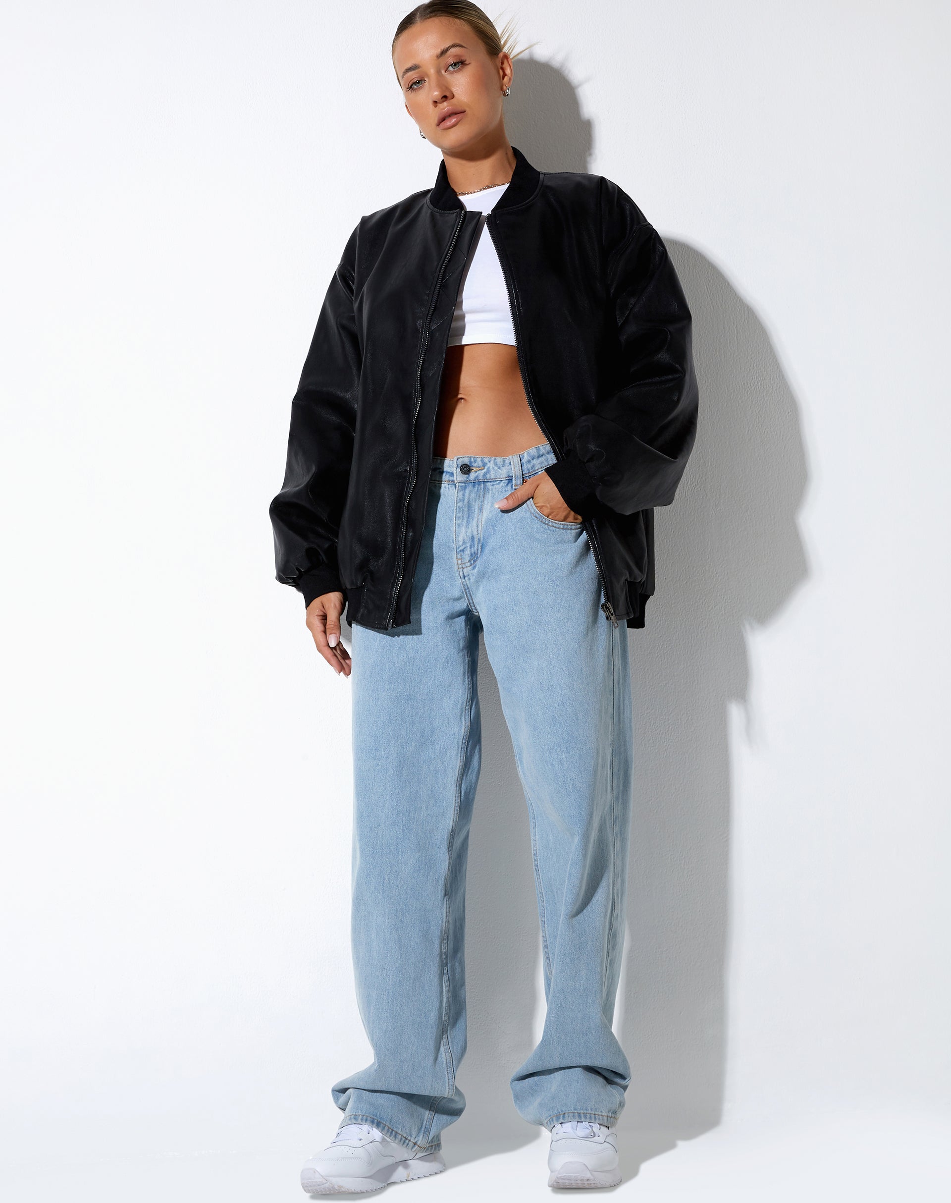 Benta Jacket in PU Black-Nico Sky