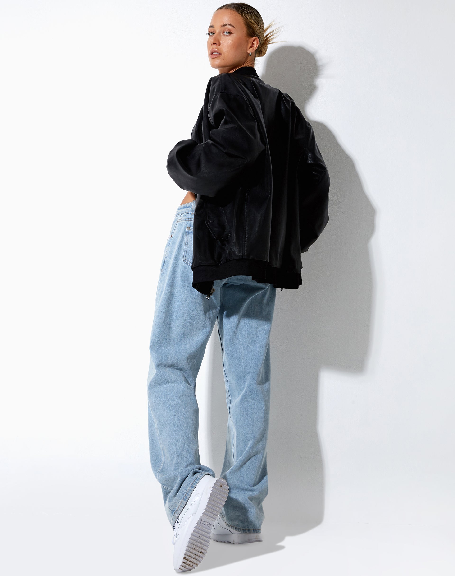 Benta Jacket in PU Black-Nico Sky