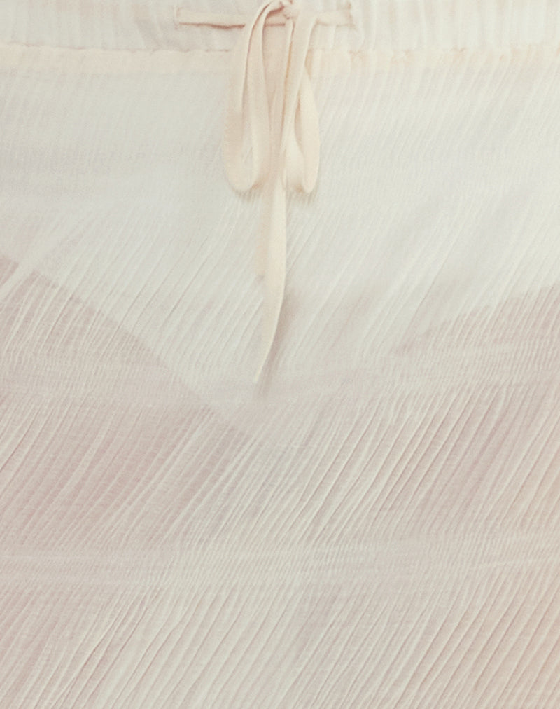 Bente Unlined Maxi Skirt in Chiffon Plisse Ivory-Nico Sky