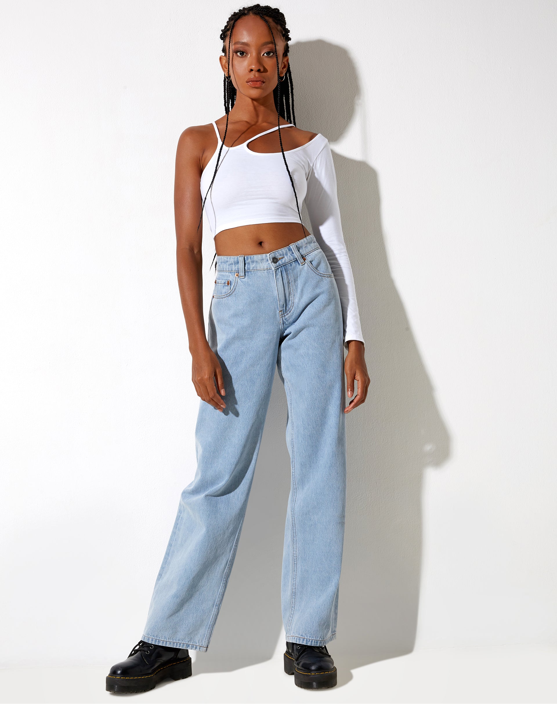 Biase Crop Top in White-Nico Sky