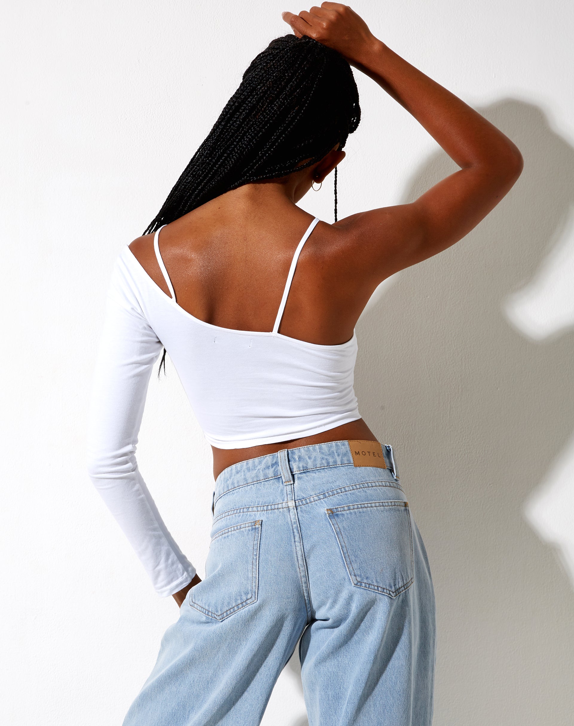 Biase Crop Top in White-Nico Sky