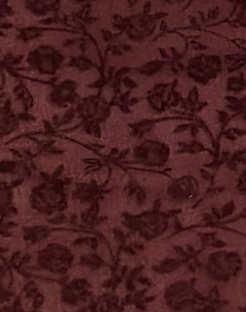 Bilancia Bandeau Top in Ditsy Flock Burnt Maroon-Nico Sky