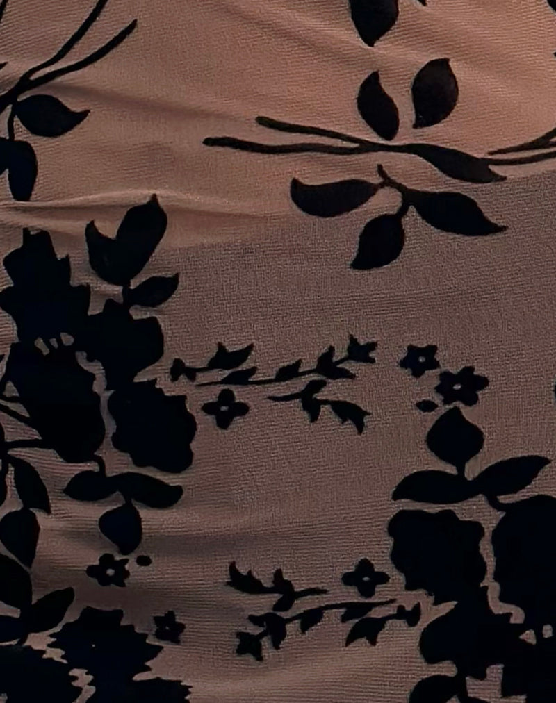 Bilancia Bandeau Top in Flock Brown-Nico Sky