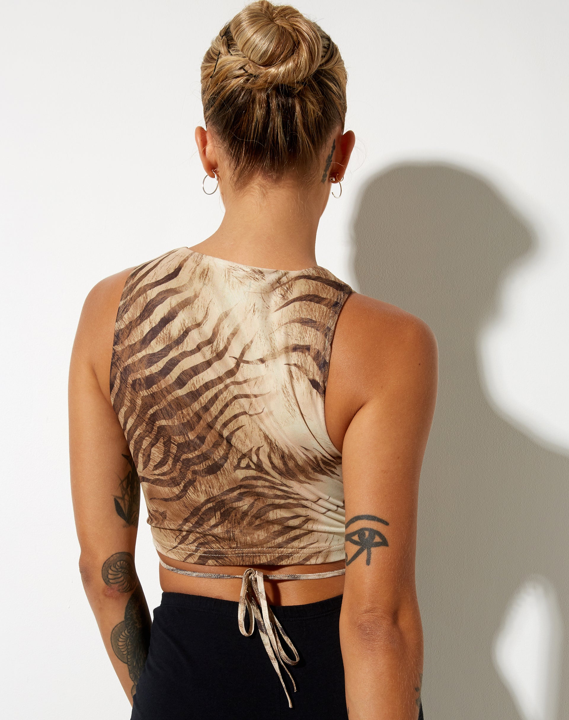 Bima Crop Top in Tiger Brown-Nico Sky