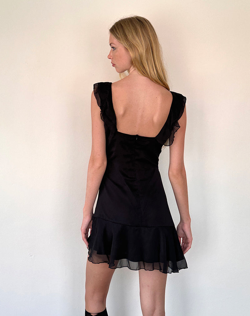 Binita Mini Dress in Chiffon Black-Nico Sky