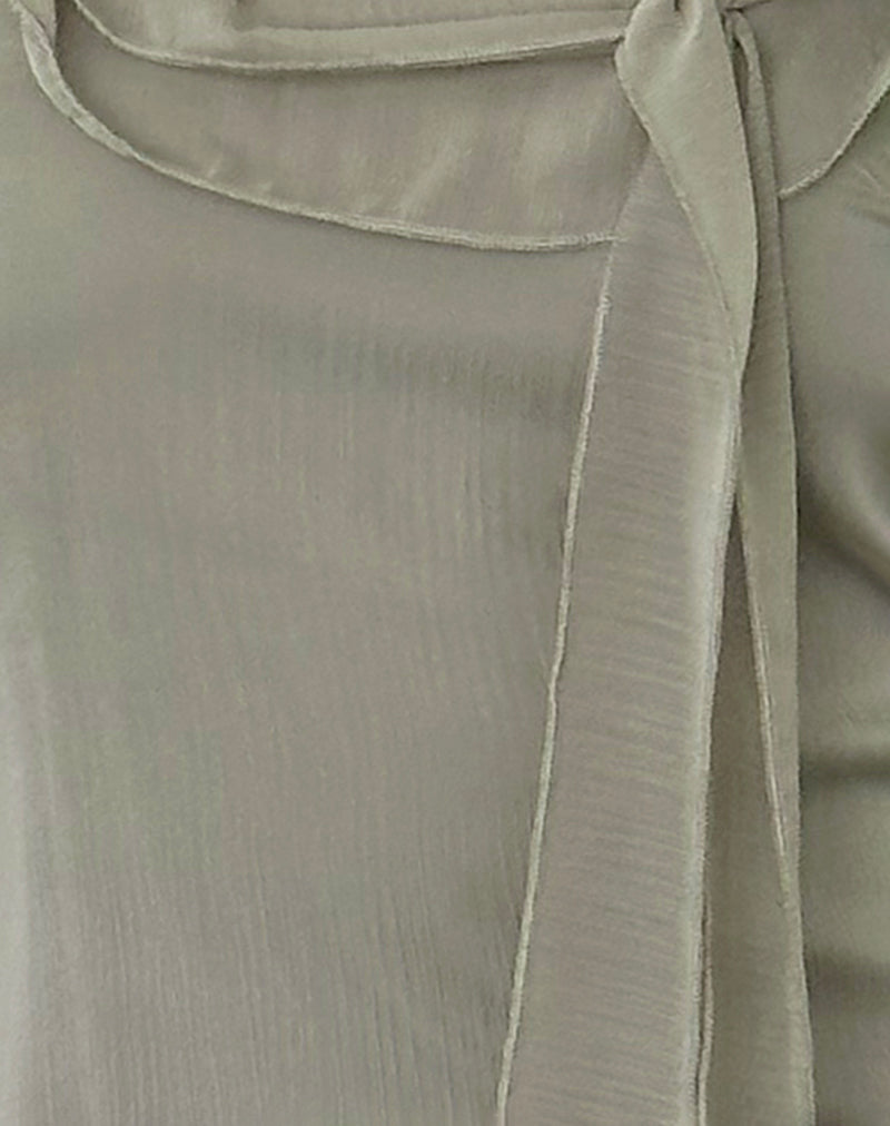 Binita Mini Dress In Chiffon Olive-Nico Sky