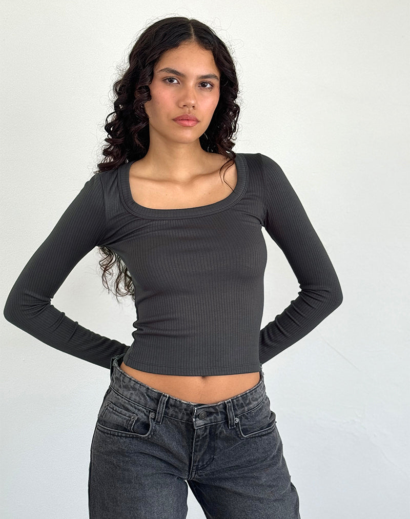 Binlo Extra Long Sleeve Top in Black Forest-Nico Sky
