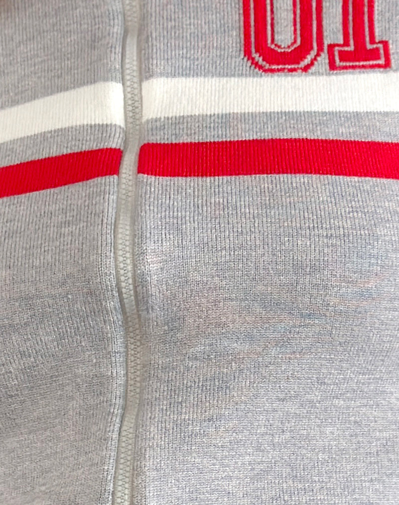 Binta Zip Through Jacket in Grey Marl-Nico Sky