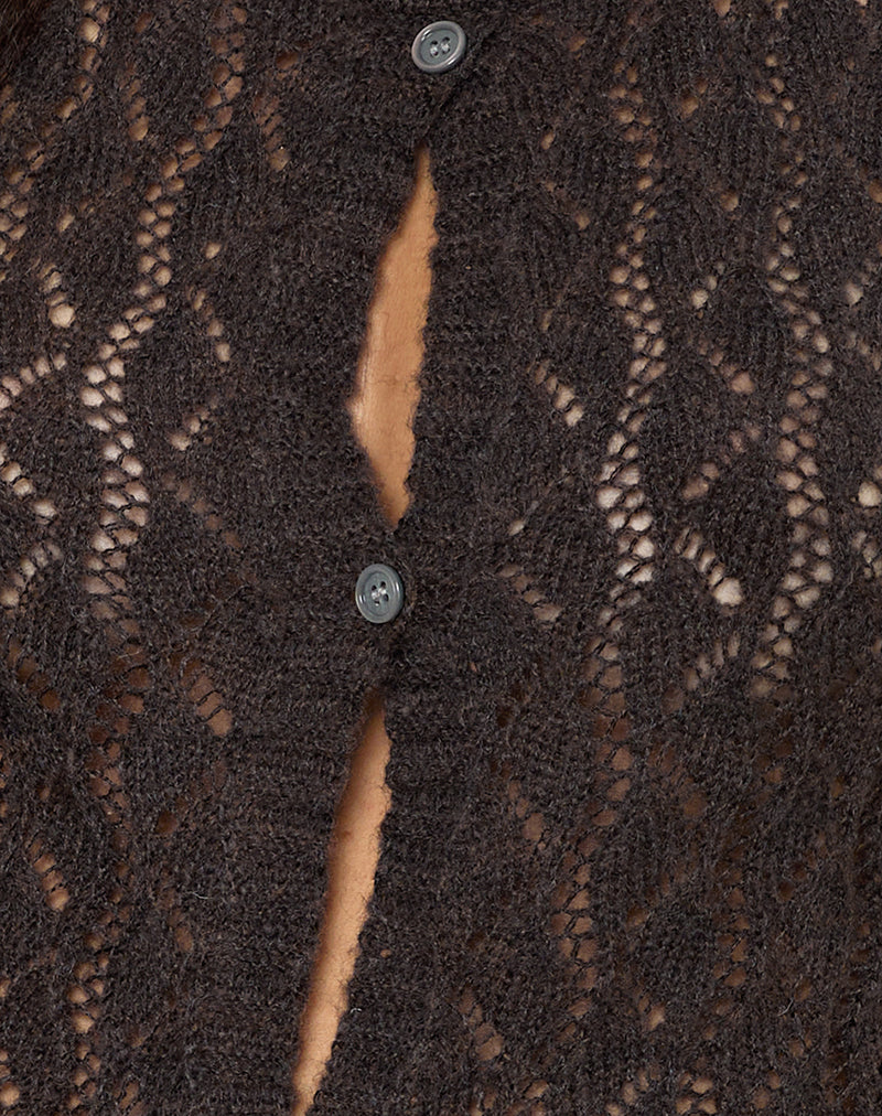 Birama Button Tank Top in Knit Chocolate-Nico Sky