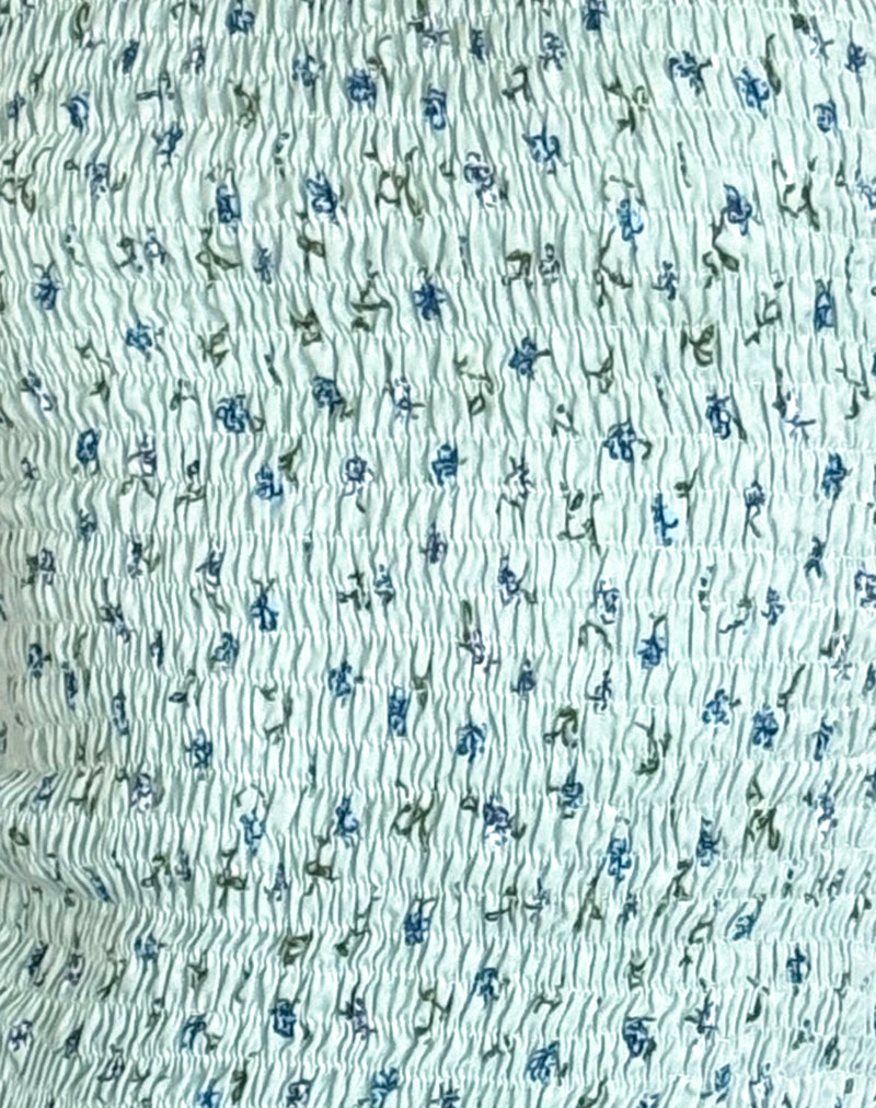Birita Shirred Top in Pretty Petal Green-Nico Sky