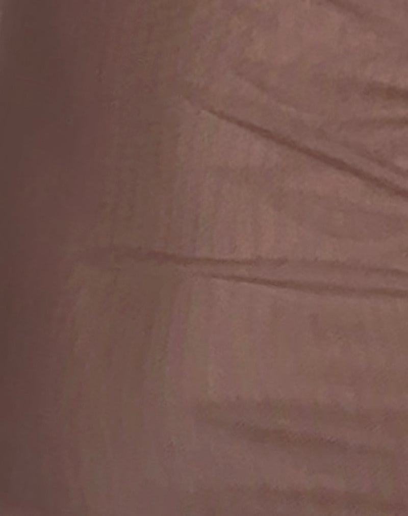 Bisilk Midi Dress in Mesh Brown with Light Blue-Nico Sky