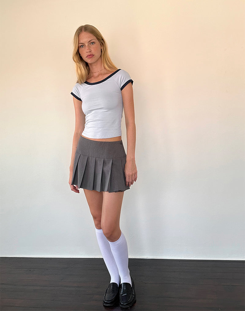 Bitha Top in Powder Blue with Navy Binding-Nico Sky