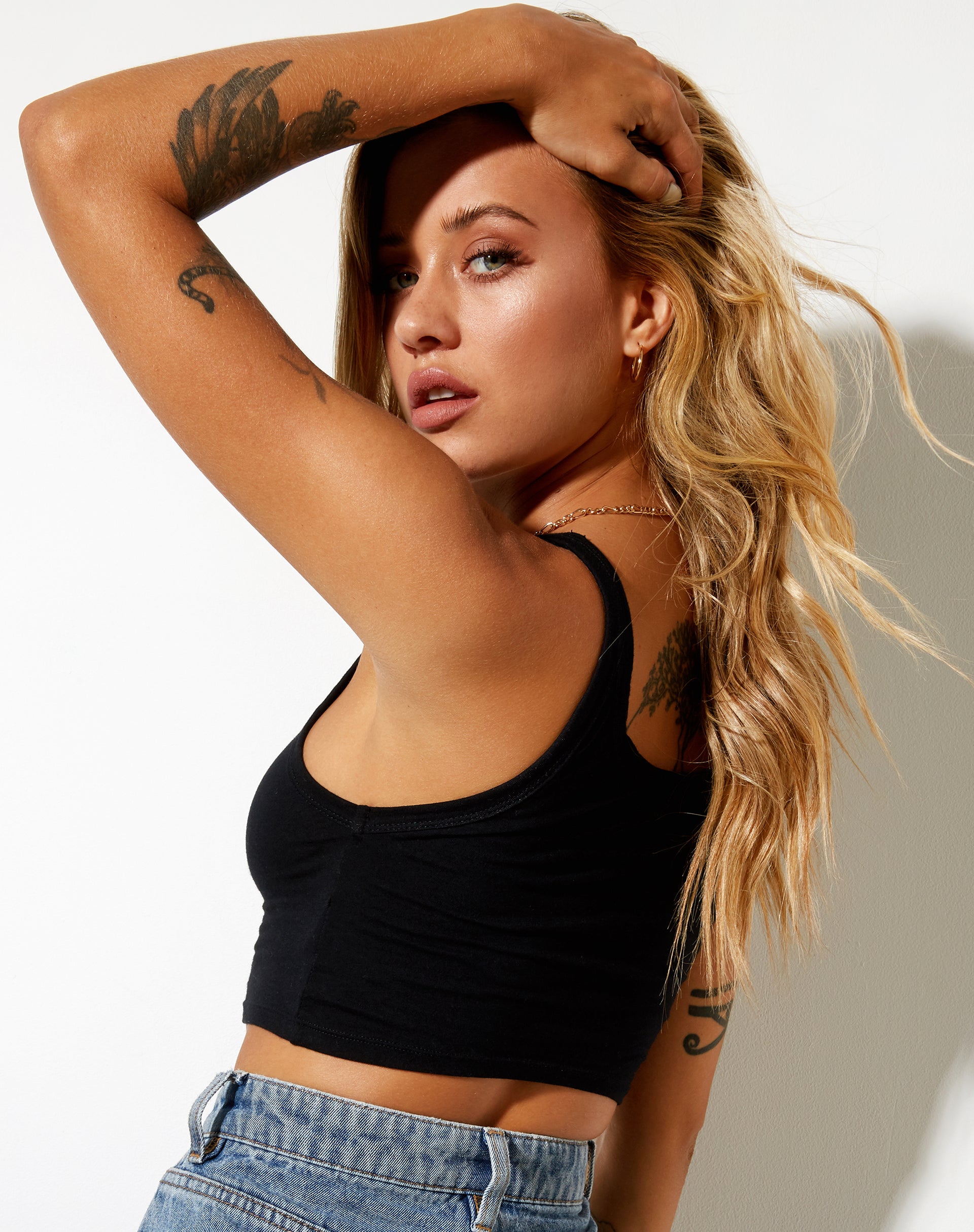 Blois Crop Top in Lycra Black Paradise Embro-Nico Sky