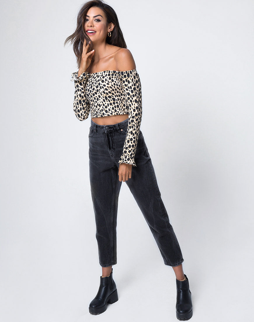 Gaga Off The Shoulder Top in Cheetah-Nico Sky