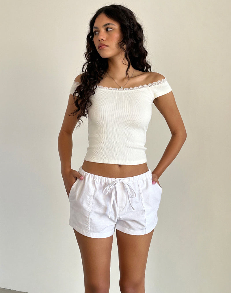 Bolaxi Short in Off White Linen-Nico Sky