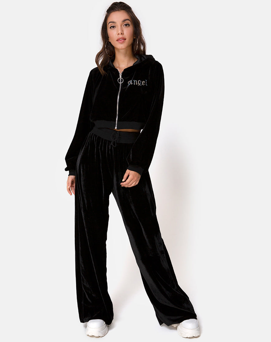 Wide Leg Jogger in Angel Dimante Hot Fix-Nico Sky