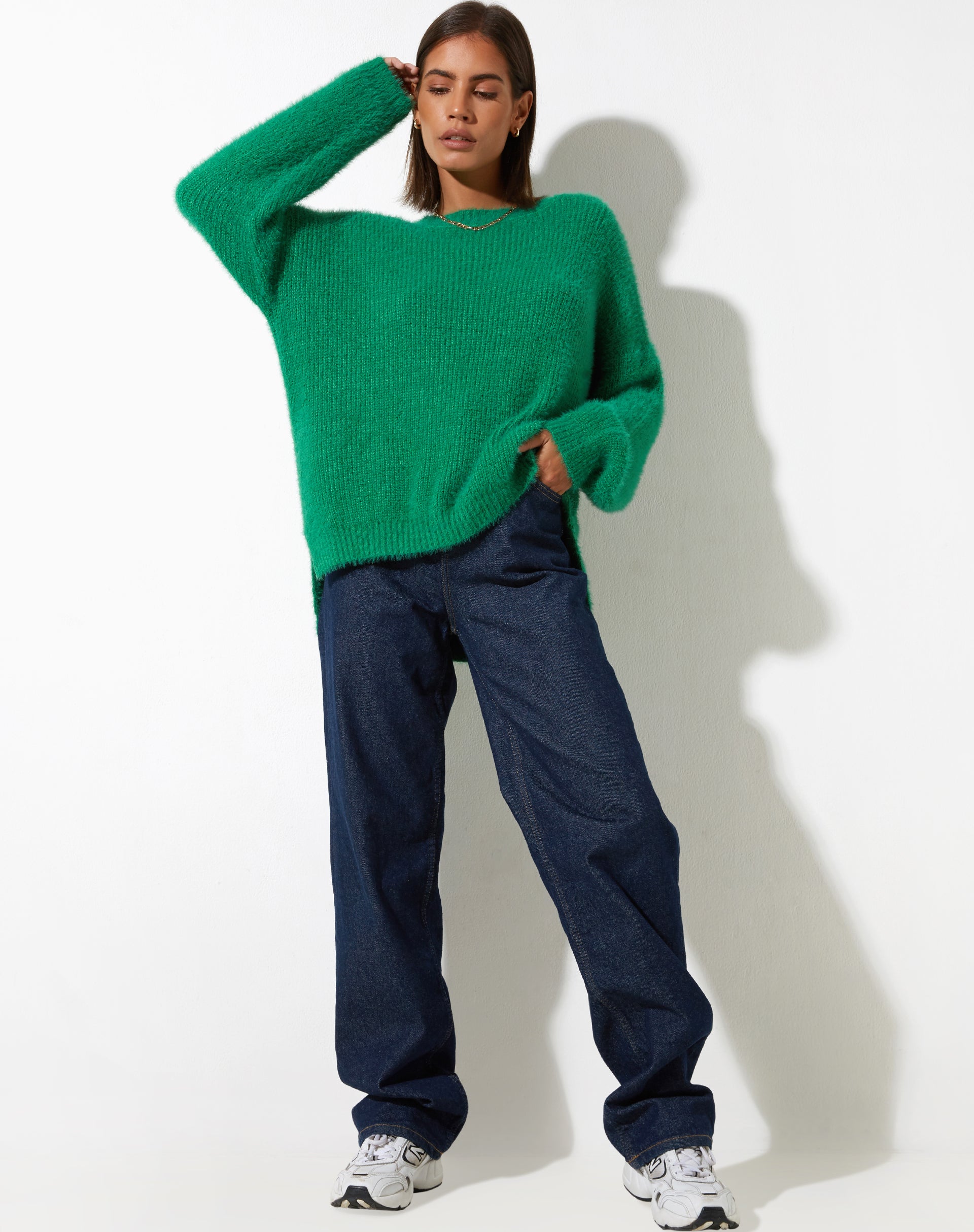Bondy Jumper in Knit Kelly Green-Nico Sky