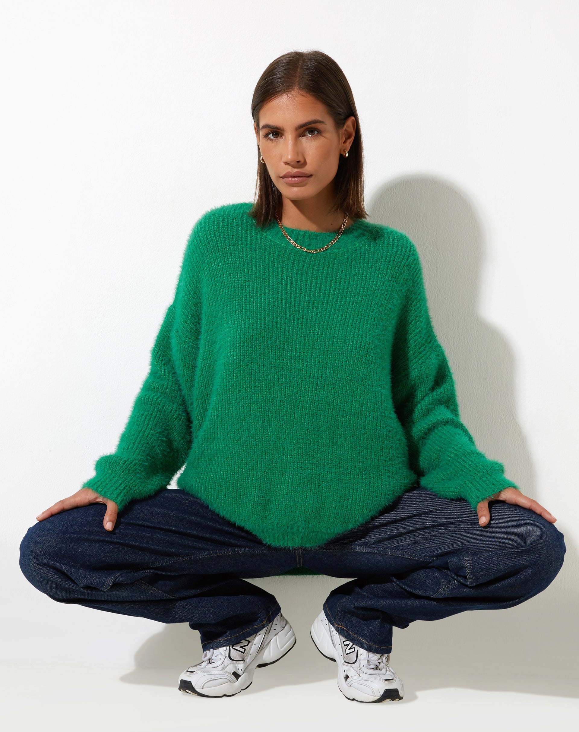 Bondy Jumper in Knit Kelly Green-Nico Sky