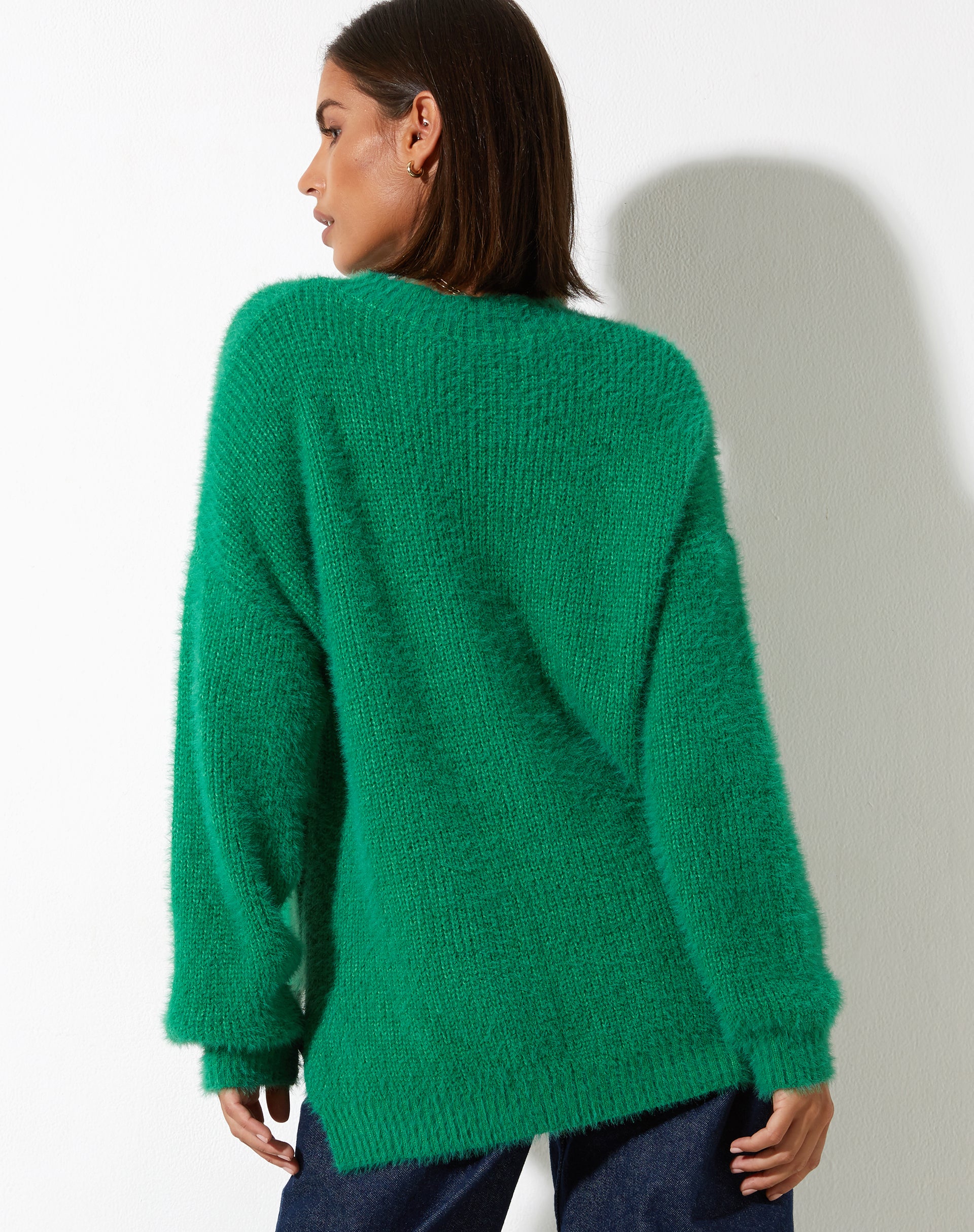 Bondy Jumper in Knit Kelly Green-Nico Sky