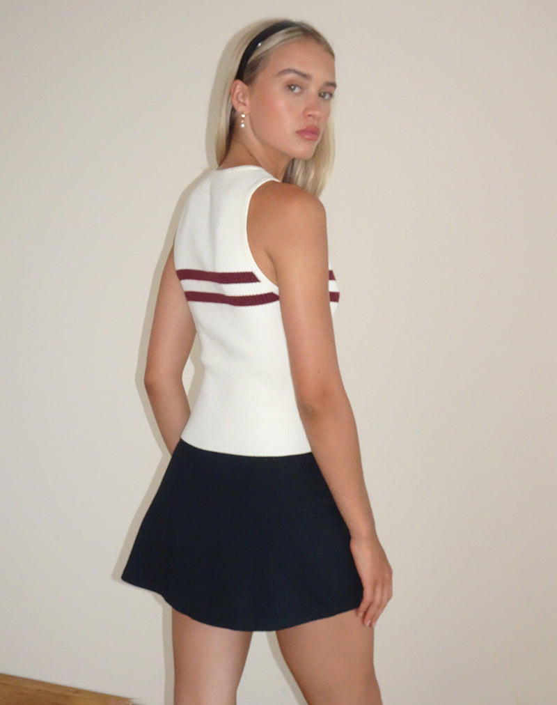 Bonisa Vest Top in Ivory with Red Stripes-Nico Sky