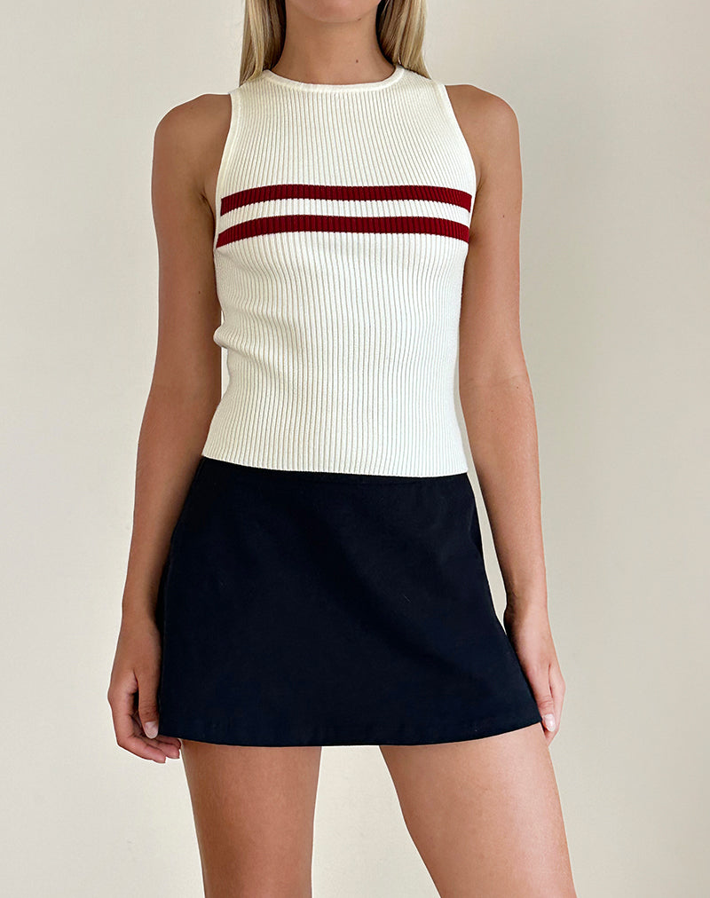 Bonisa Vest Top in Ivory with Red Stripes-Nico Sky