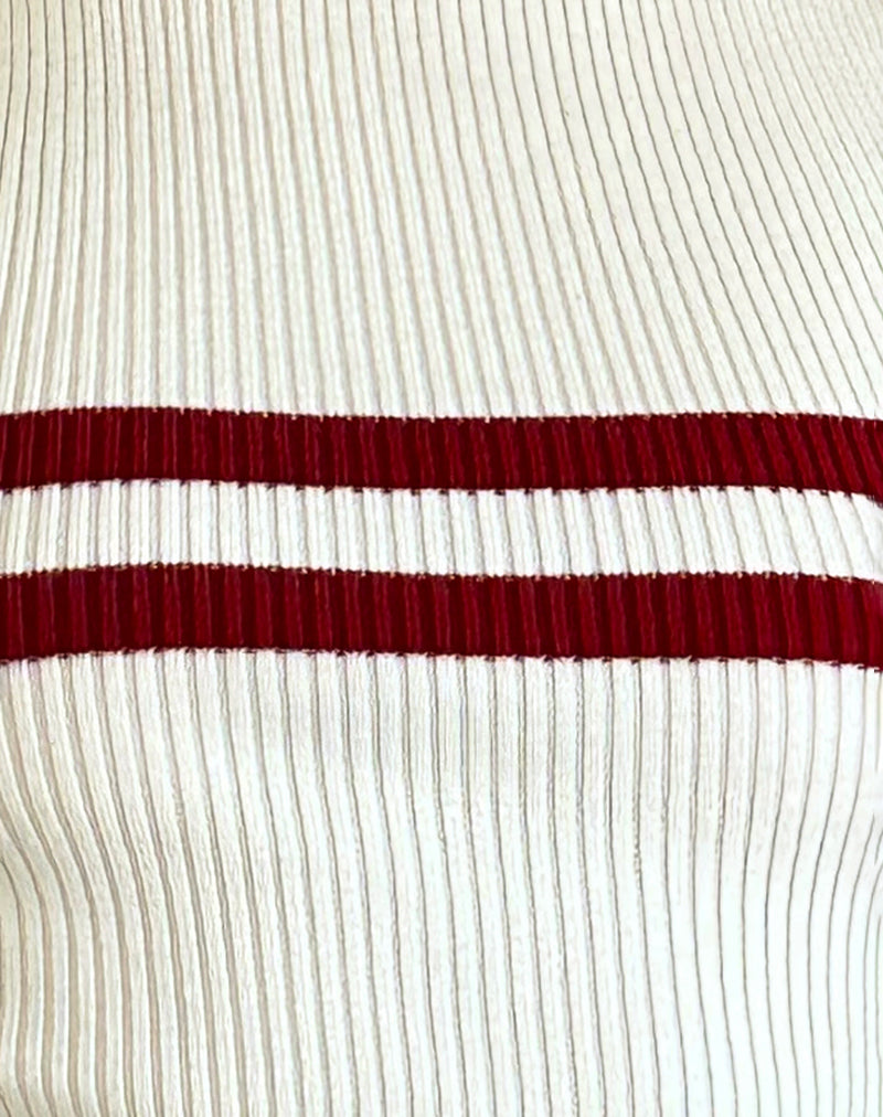 Bonisa Vest Top in Ivory with Red Stripes-Nico Sky