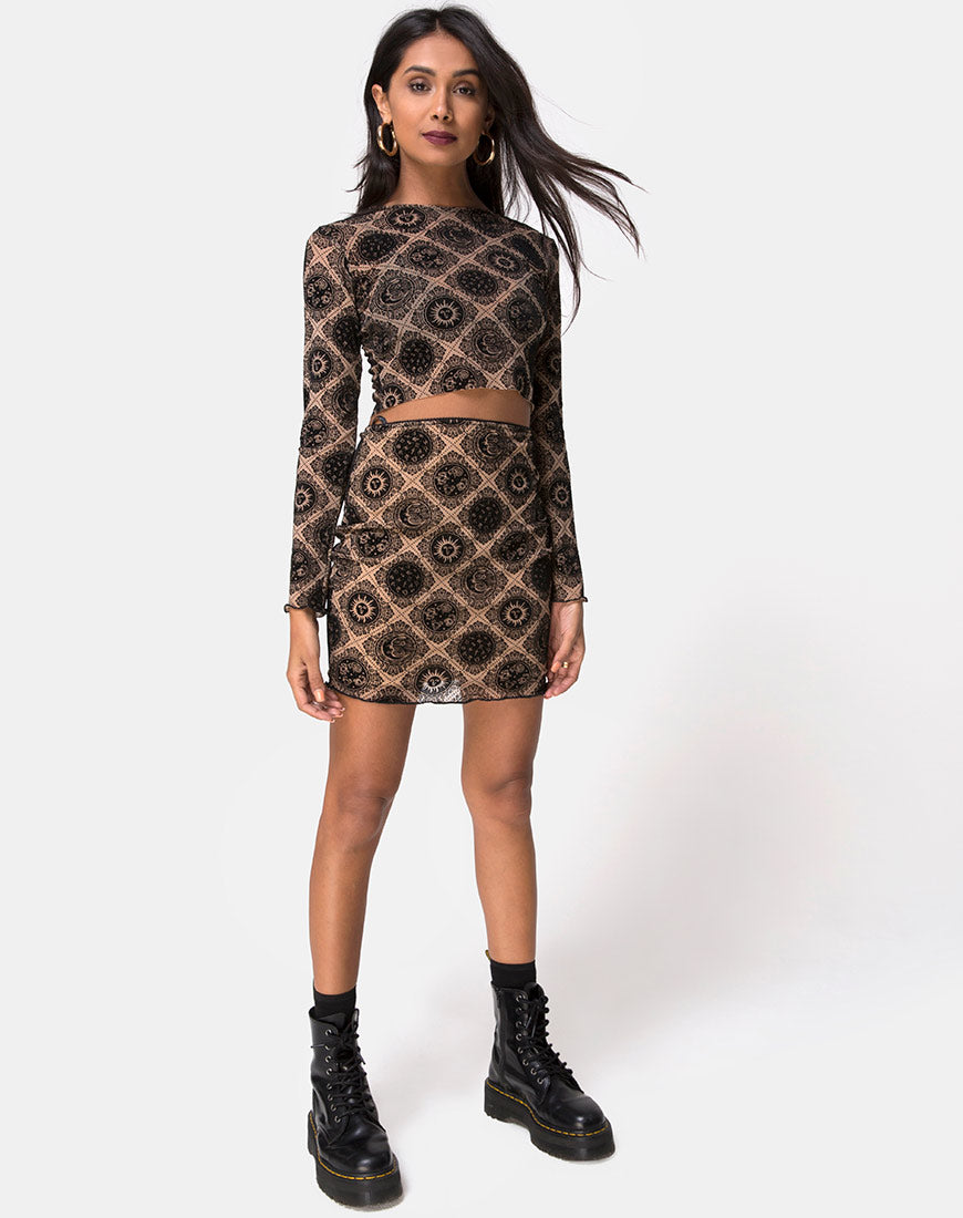 Bonver Top Taupe Net with Black Sign Flock-Nico Sky