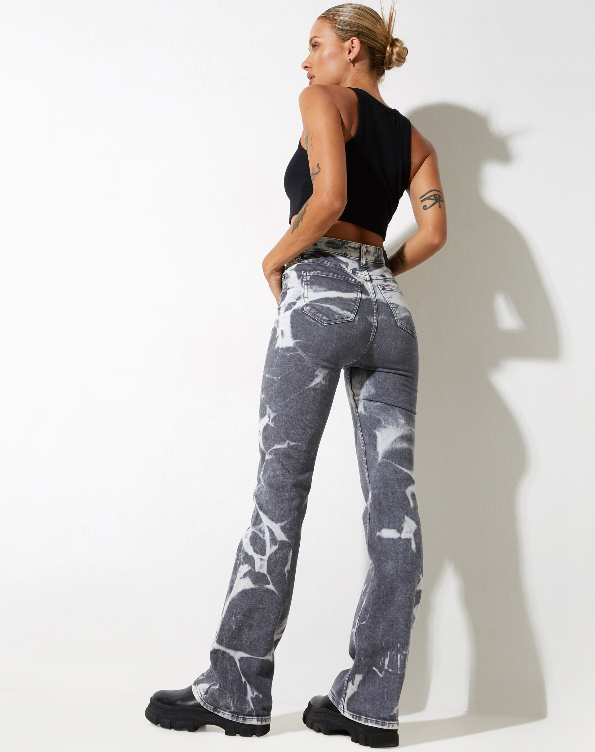 Bootleg Jeans in Laser Smoke Grey-Nico Sky